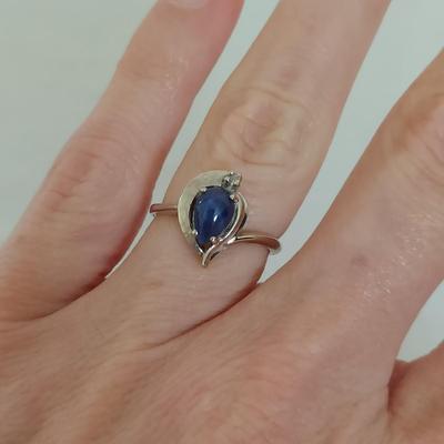 14k White Gold Star Sapphire Ring (B1-BBL)