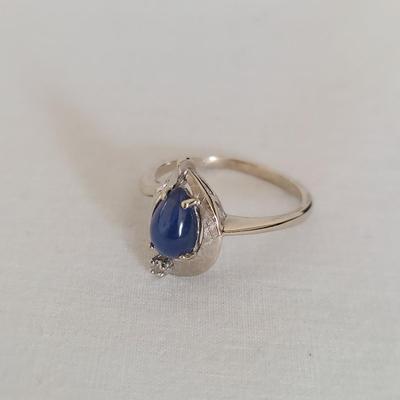 14k White Gold Star Sapphire Ring (B1-BBL)