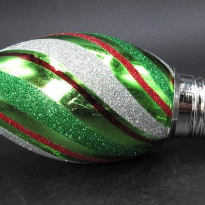 Christmas Tree Ornament Large Green Light Bulb Holiday Decor