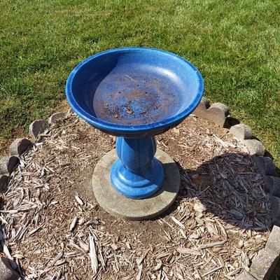 Blue Glazed Ceramic Bird Bath (Y-BBL)