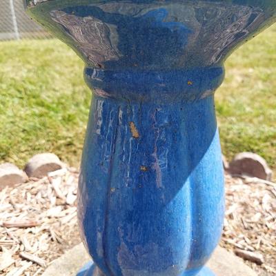 Blue Glazed Ceramic Bird Bath (Y-BBL)