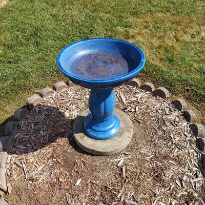 Blue Glazed Ceramic Bird Bath (Y-BBL)