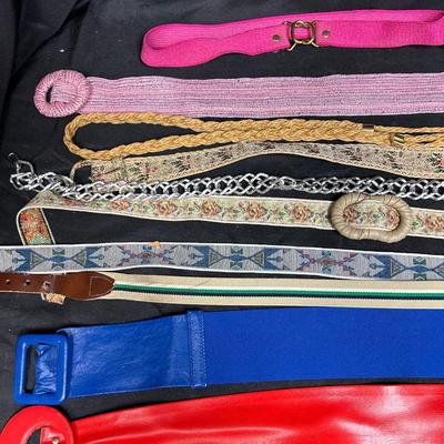 Mixed Lot of Vintage and Retro Belts Cloth Elastic Chain 70s 80s 90s