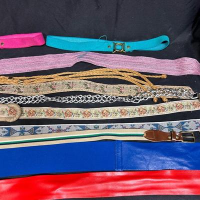 Mixed Lot of Vintage and Retro Belts Cloth Elastic Chain 70s 80s 90s