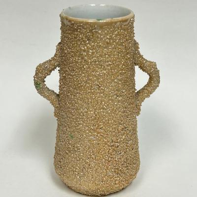Vintage Red Poppy Glazed Sand Majolica Pottery Bud Vase