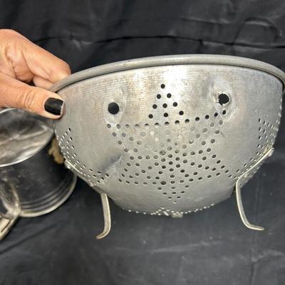 Vintage Metal Kitchenware Gadgets Flour Sifter and Colander