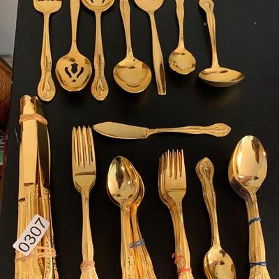 Gold Toned Flatware Stainless Steel Japan Service For 8