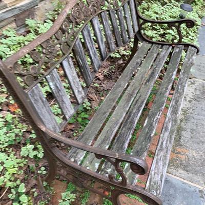 Vintage Cast Iron / Wood Yard Bench