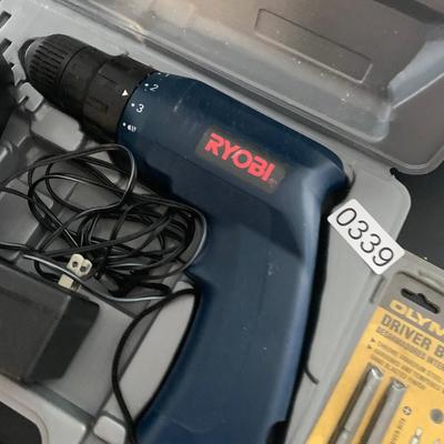 Ryobi Power Drill w Titanium Bit Set & Screw Set