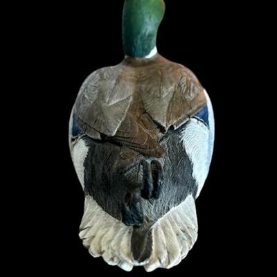 Hand Carved Wooden Decorative Duck Decoy - Mallard Drake
