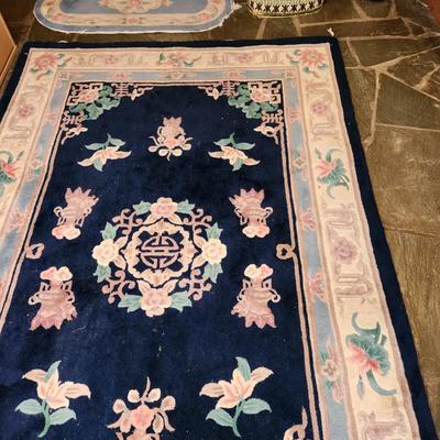 100% Wool Blue Oriental Chinese Rug 8' x 5'3"