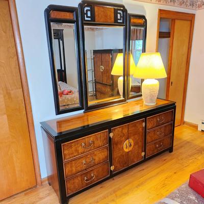 9 Drawer Bedroom Dresser with tri Mirror 72x18x32 Mirror 51