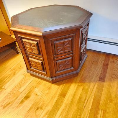 Marble Top End Table with storage 28x22H