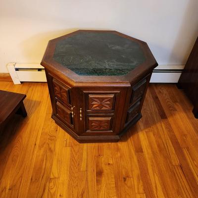Marble Top End Table with storage 28x22H