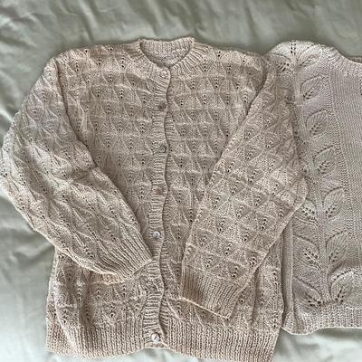 UB1195 Two Vintage Cream Color Handmade Sweaters