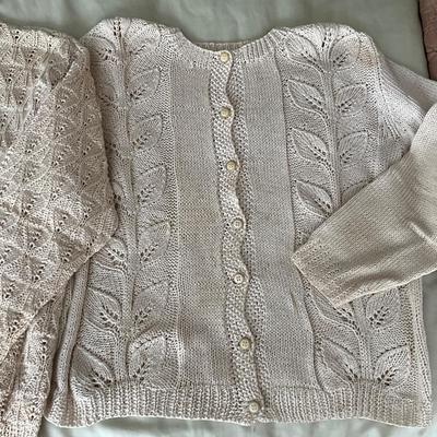 UB1195 Two Vintage Cream Color Handmade Sweaters