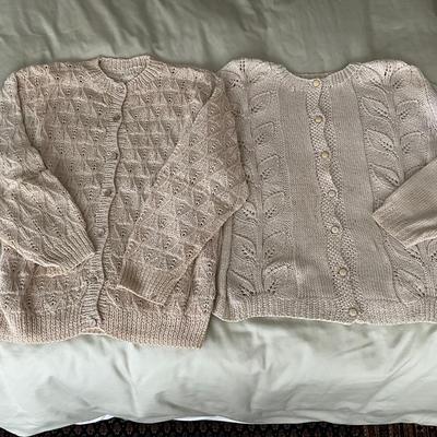 UB1195 Two Vintage Cream Color Handmade Sweaters