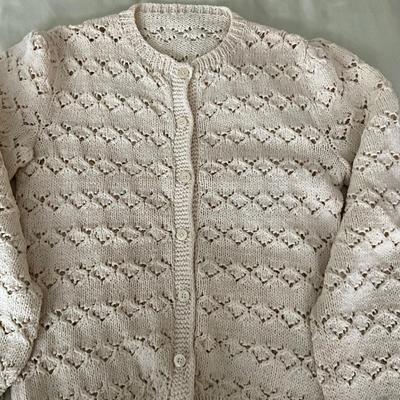 UB1196 Two Vintage Handmade Cream Colored Wool Sweaters