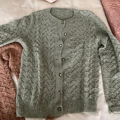 UB1197 Set of 3 Vintage Handmade Wool Sweaters/ Cardigan