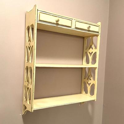 UB1202 Vintage Painted Two Drawer Wall Shelf