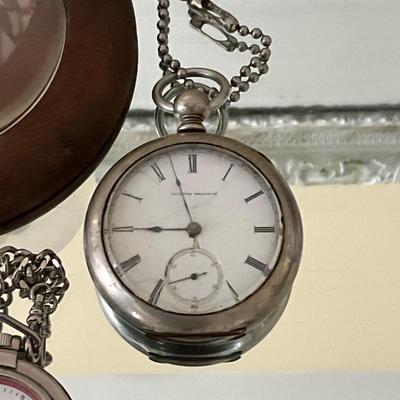 UB 1208 Lot of Pocket Watches and Chains Illinois Watch Co. Silveroid