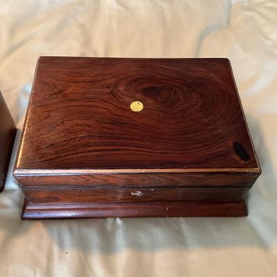 UB1212 Lot of Two Wooden Jewelry Boxes, Asian & Cedar with Costume Jewelry