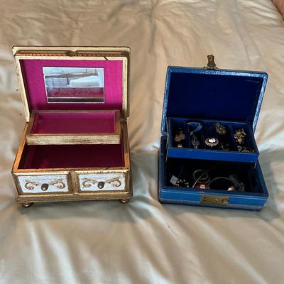 UB1213 Set of Two Vintage Jewelry Boxes with Costume Jewelry