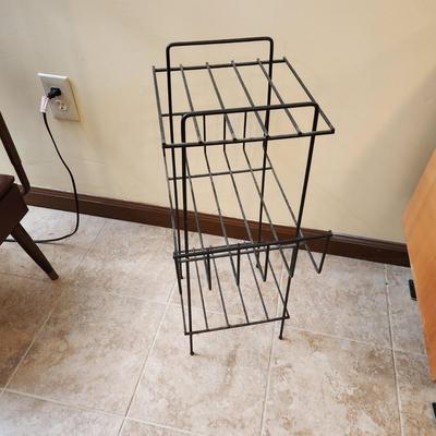 Mid Century MCM Black Wire  Rack Side Table Books Plant Stand