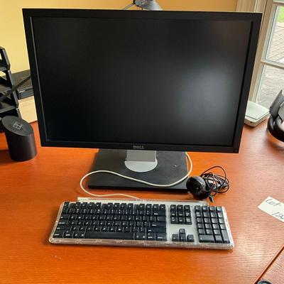 NO1229 Dell Monitor and Vintage Apple Keyboard with Logitech Camera