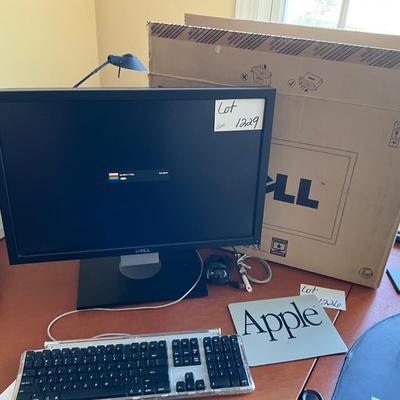 NO1229 Dell Monitor and Vintage Apple Keyboard with Logitech Camera