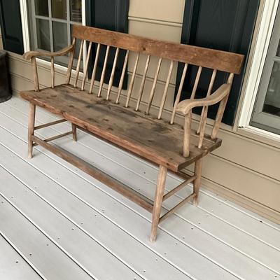 O-1237 Vintage Pine Weathered Deacons Bench
