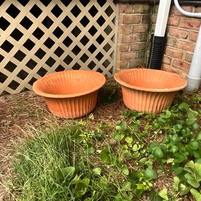 O1246 Pair of Terra Cotta Fluted Flower Pots