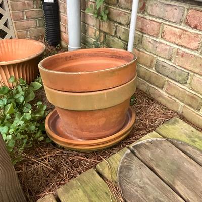 O-1248 Pair of Terra Cotta Pots with Saucers