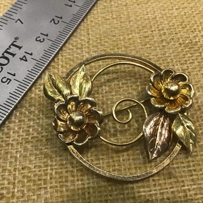 Bal-Ron 12kt GF Gold Filled Brooch Pin Flower Floral Vintage