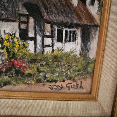 Original Painting thatched Roof Cottage Joy Gush