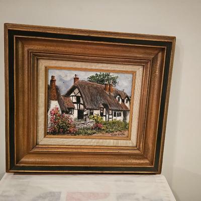 Original Painting thatched Roof Cottage Joy Gush