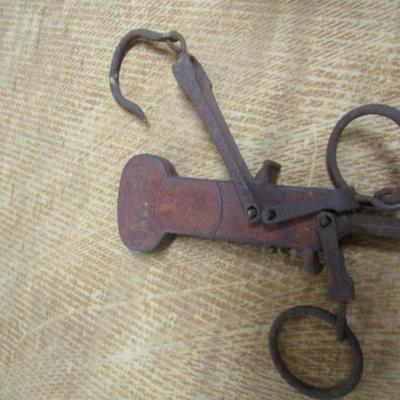 Antique Hanging Tobacco/Cotton Scale with Two Weights