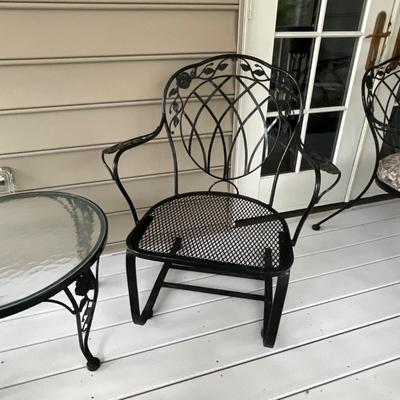 O 1257 Black Wrought Iron LYON SHAW Table and Arm Chair