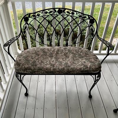 O1258 Black Wrought Iron Windflower LYON SHAW Bench