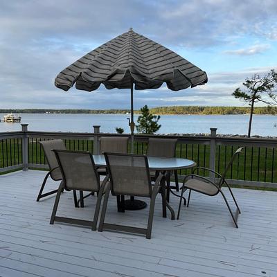 O1261 Set of Telescope Casual Patio Furniture Set with Umbrella and Stand