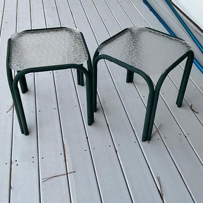 O1263 Pair of Green Aluminum Tables