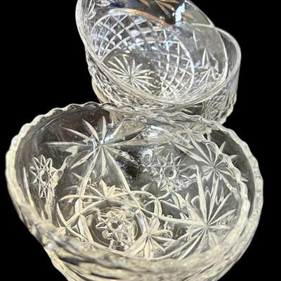 Etched Glass Small Berry/Dessert Bowls (set of 4)