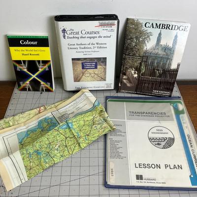 3 Various Type Books & Map
