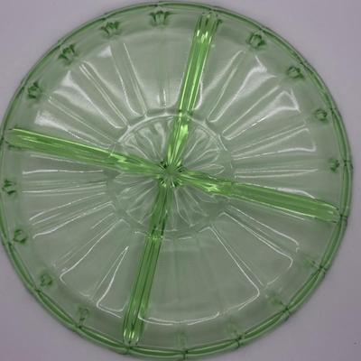 Two (2) Vintage Green Depression Dishes