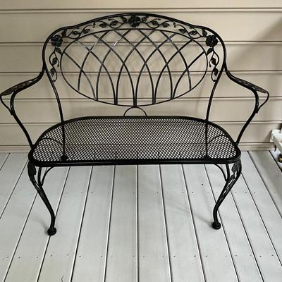 O1267 Black Wrought Iron Windflower LYON SHAW Bench