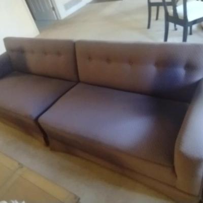 Mid-Century Straight Back 2 Piece Couch with Button Back Design