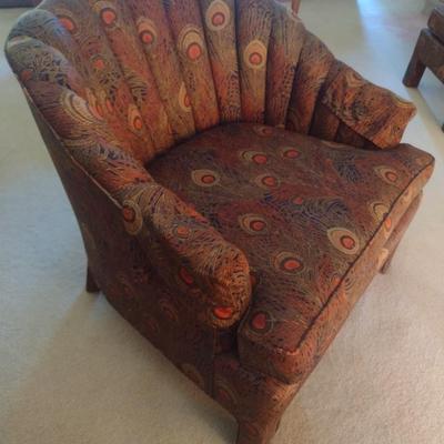 Vintage Channel Back Tapestry Chair Peacock Feather Pattern Choice A