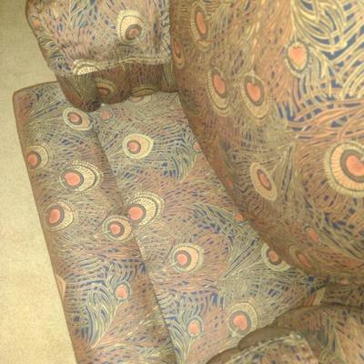 Vintage Channel Back Tapestry Chair Peacock Feather Pattern Choice B
