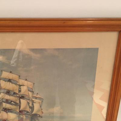 Vintage Clipper ship at sea nautical print