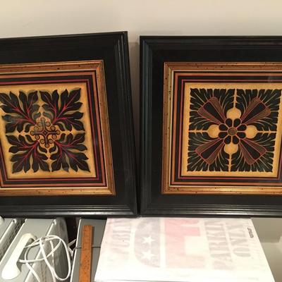 Crackled square wood block set